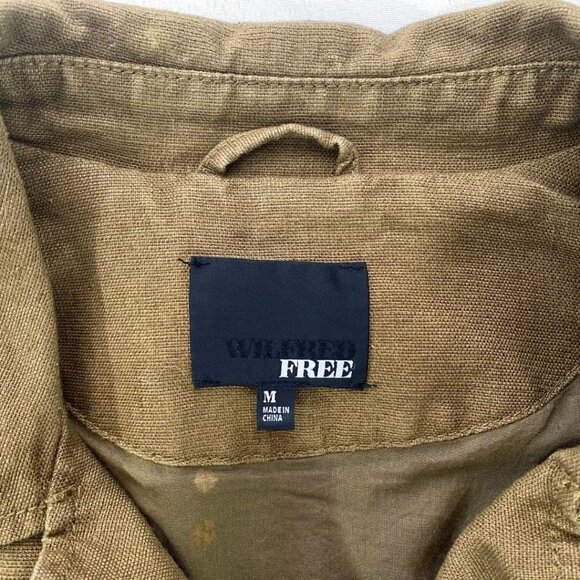 ARITZIA WILFRED FREE ALANA KHAKI GREEN LINEN BLEND MOTO JACKET - M - Picture 4 of 8